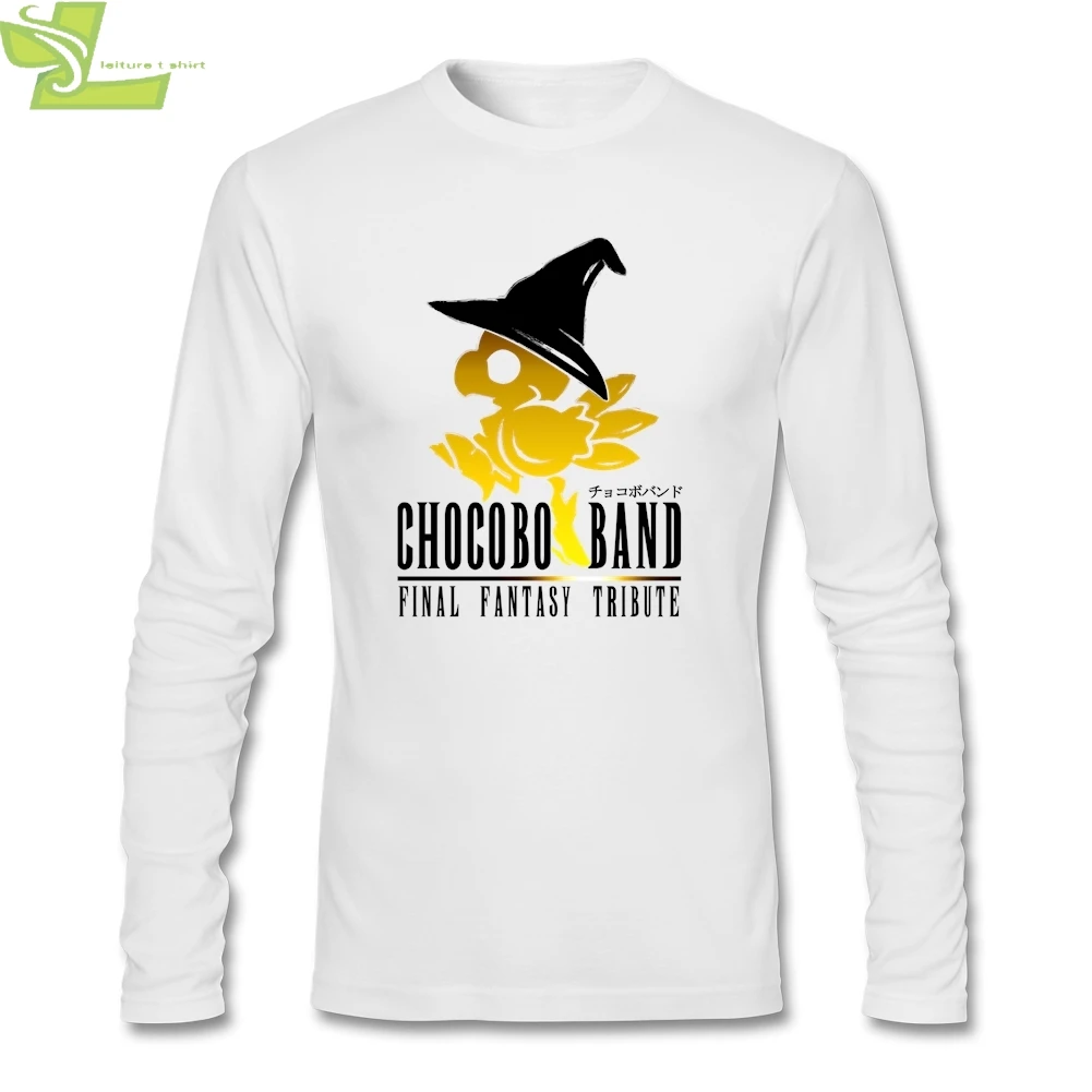 Хип-Хоп Уличная удлиненная Мужская футболка Final Fantasy Chocobo Мужская футболка круглый вырез, длинный рукав хлопок Homme мужские футболки XXXL - Цвет: Белый