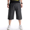 Summer Plus Size 30-46 Wide Leg Hip-Hop Black Jeans Shorts Male Skateboard Swag Baggy Men Capri Denim Pants 2