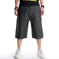 Summer Plus Size 30-46 Wide Leg Hip-Hop Black Jeans Shorts Male Skateboard Swag Baggy Men Capri Denim Pants 2