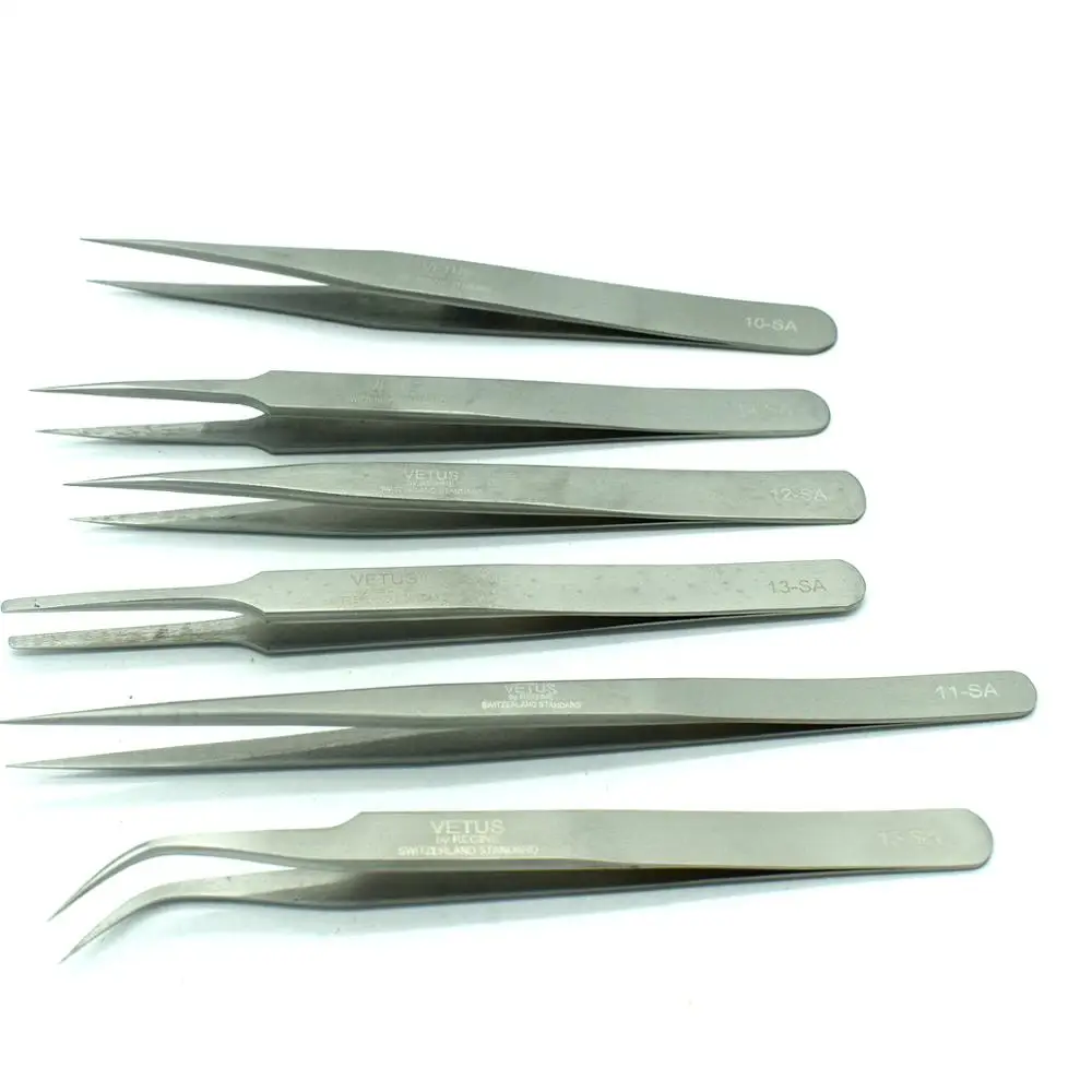 6 Pieces Stainless Steel Tweezers Diamond Painting Embroidery Jewellery