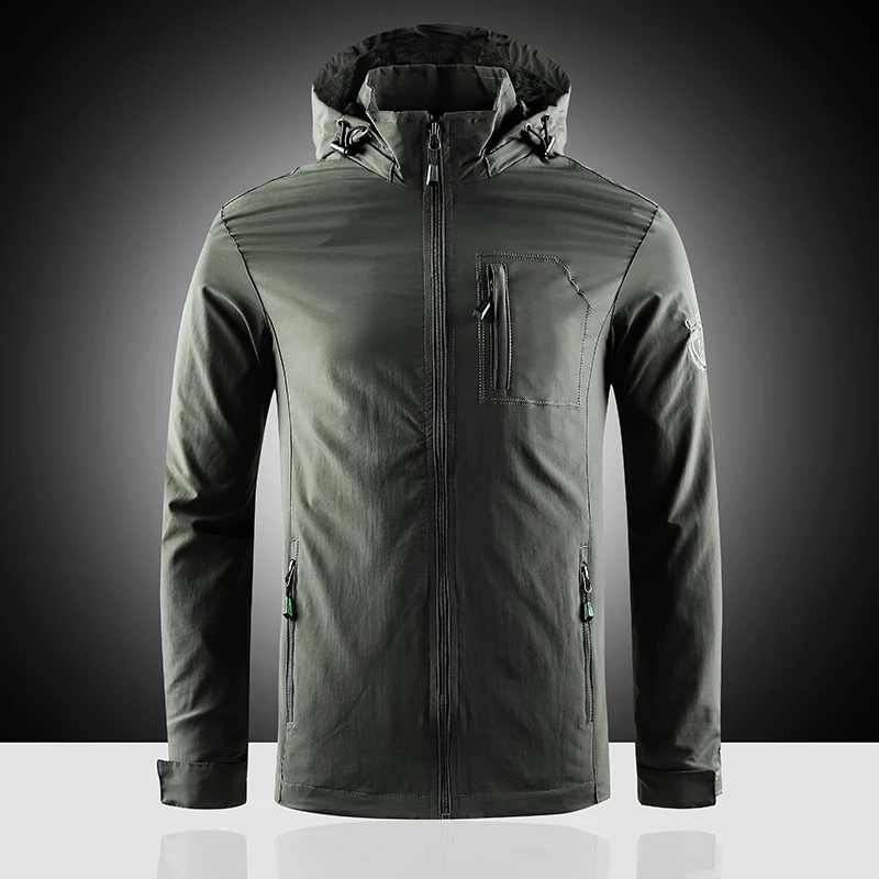 

2020 Men Windbreaker Jacket New thin Casual overcoats Jackets Male Solid Loose Zipper Overcoats Outerwear Military Large size