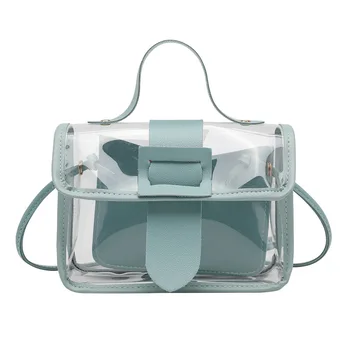

2020 Summer New Fashion Simple PVC Transparent Small Square Bag Shoulder Bag Messenger Bag Small Fresh Handbag