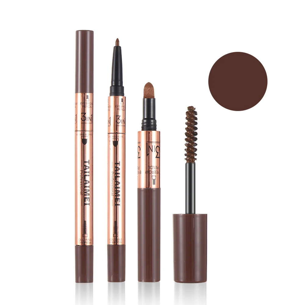 3 в 1 Набор карандашей для бровей, водостойкий пигмент для бровей, многофункциональный автоматический карандаш для бровей, стойкая пудра для бровей, макияж для глаз - Цвет: Brown