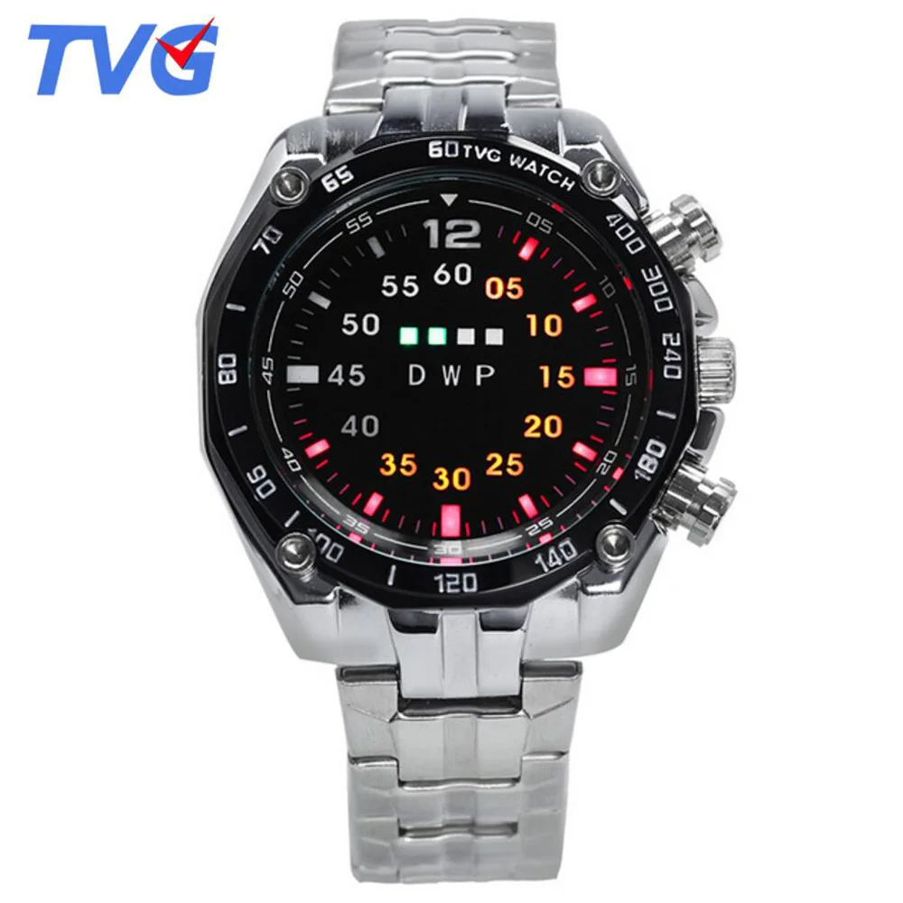 TVG Men Watches Men Led Digital Watches Stainless Steel Electronic Wristwatch Men Sports Watches Relogio Masculino reloj hombre
