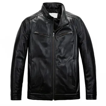 

Geniune Leather Jacket Men Sheepskin Leather Bomber Jackets Spring Autumn Plus Size 4XL chaqueta de 16-H15# MF397