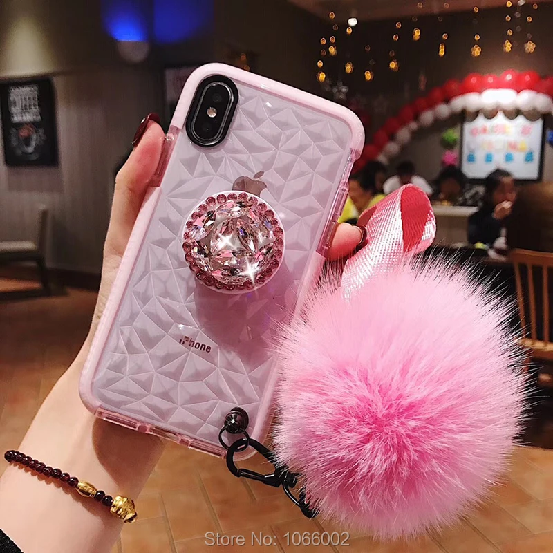 Лидер продаж чехол с алмазным принтом помпоном меховым шариком для iPhone 12 Mini 11 Pro XS