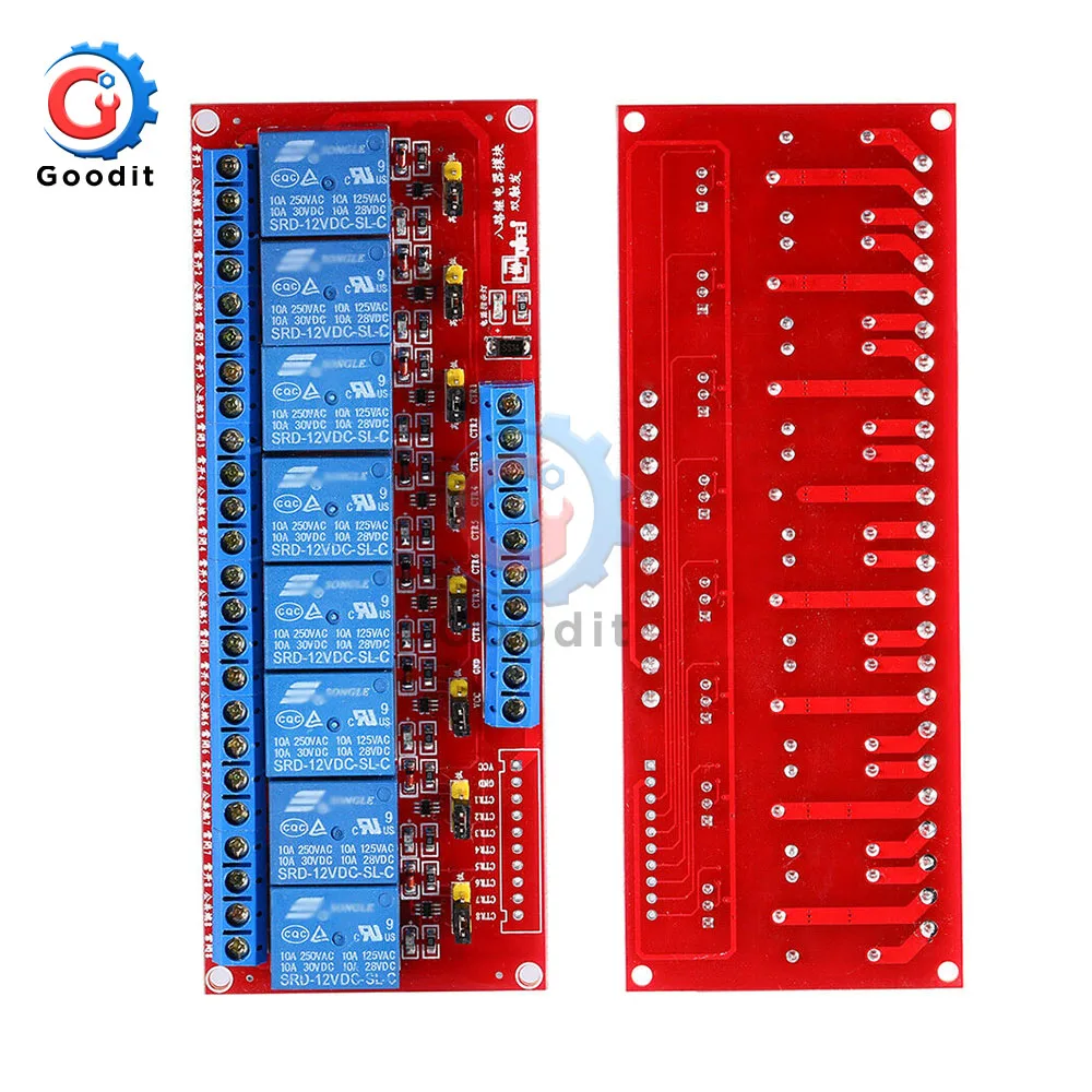 DC 5V/12V/24V 8 Channel Relay Shiled High& Low Level Trigger Regualtor Voltage Relay Board Optocoupler for Arduino Relay Module