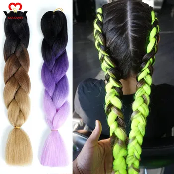 

MANWEI 24inch Ombre Senegalese Twist Braiding Hair Crochet Braids Synthetic Crochet Hair Extensions Black Brown Women