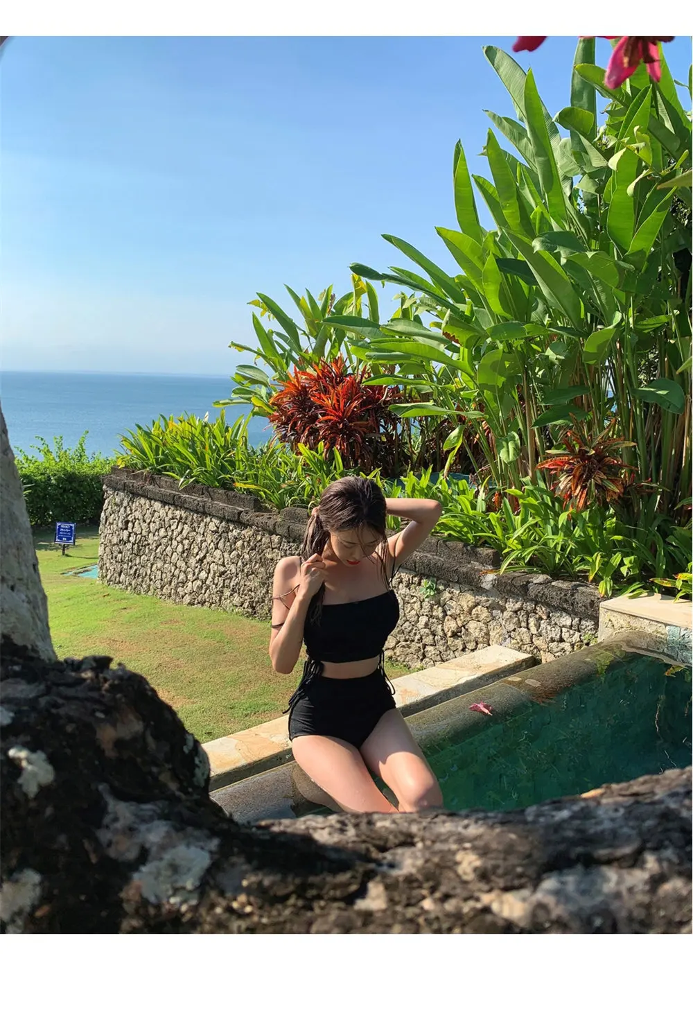 Sexy Bandage Bikini Women Solid Swimwear High Waist Biquini Push Up Swimsuit Crop Top Bikinis Pleated Bathing Suit Pad Beachwear