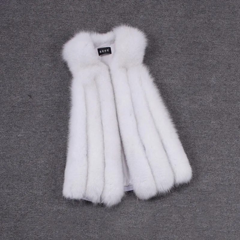 Women's New Autumn And Winter Solid Faux Fur Vest Imitation Fox Fur Vest Female Fashion Slim Sleeveless Waistcoats S/4XL D535