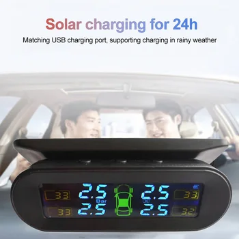 

External Internal Sensor Universal Solar Power HD Display Real Time IPX7 Waterproof For RV Car Tire Pressure Monitor TPMS