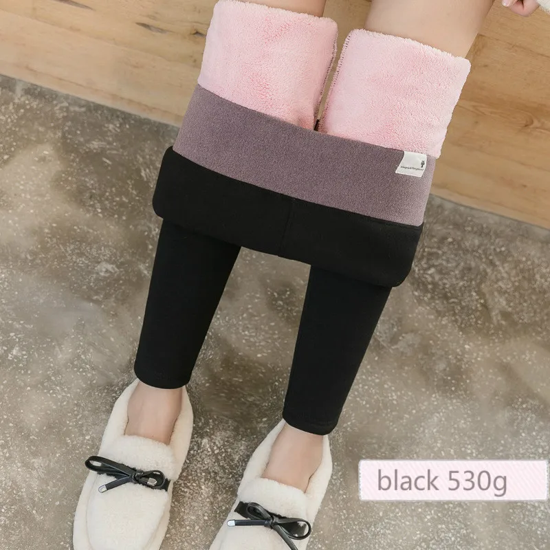 black 530g GareMay черные теплые брюки зимние обтягивающие плотные бархатные повседневные шерстяные флисовые брюки из овчины кашемировые брюки для женщин леггинсы - Цвет: black 530g