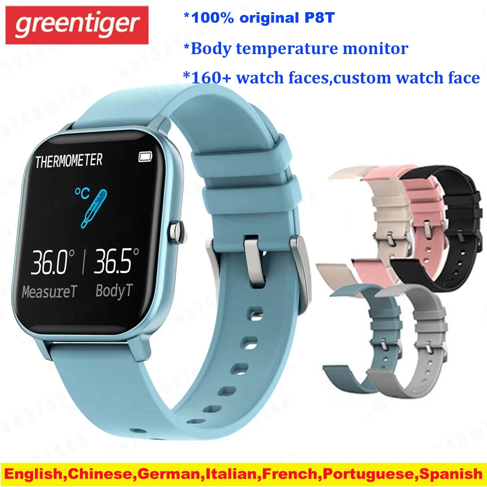 P8T Smart Watch Men Women Temperature IP67 Waterproof Full Touch Fitness Tracker Heart Rate Smartwatch VS P8 Pro. | Электроника