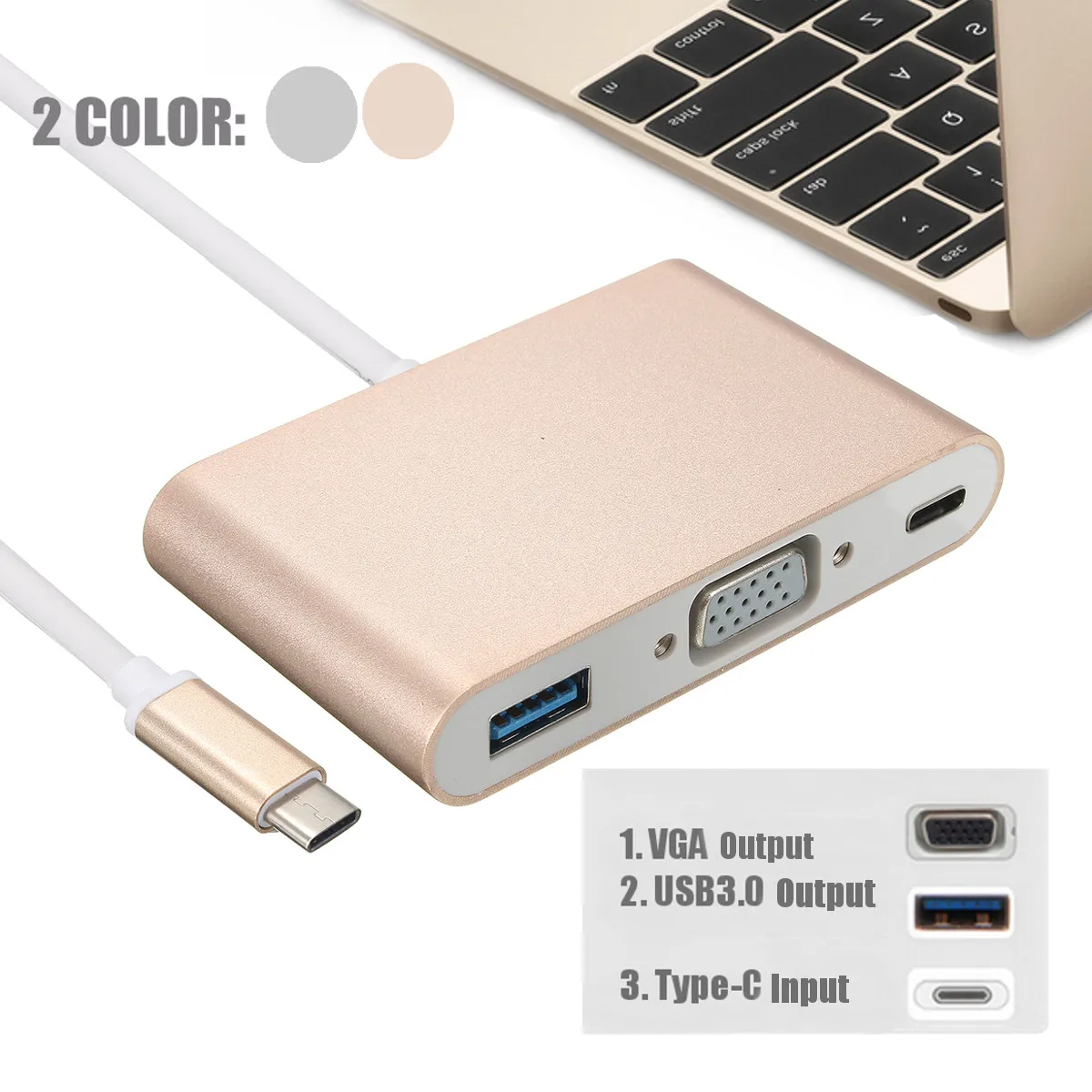 3 в 1 USB 3,1 type C-VGA монитор USB 3,0 type-C зарядное устройство адаптер для IOS планшет смартфон тип C устройства передачи данных