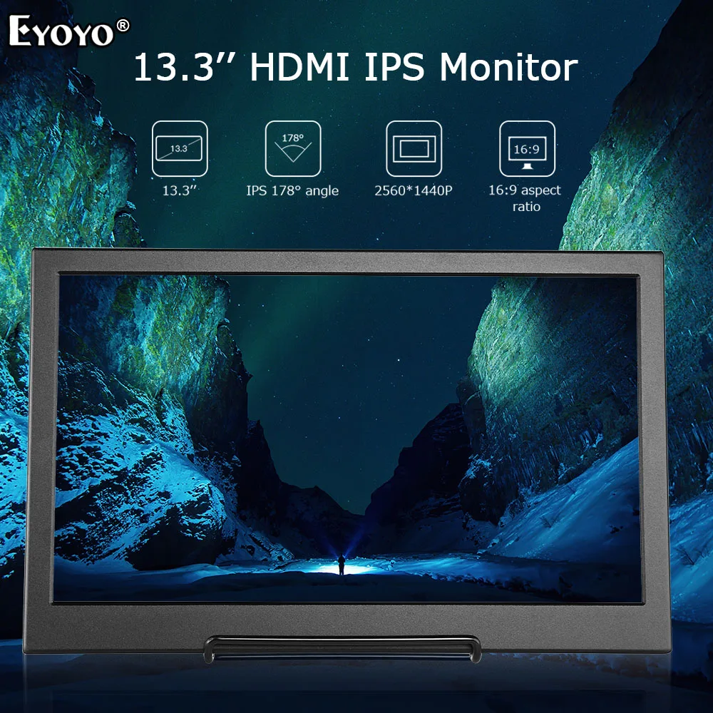Портативный монитор Eyoyo EM13K 13 3 дюйма 2K IPS HDMI второй экран QHD 2560x1440 1000:1 PS4 Xbox WiiU