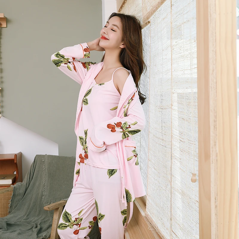 Осенне-зимний хлопковый сексуальный пижамный комплект для женщин милая розовая полосатая Пижама с v-образным вырезом домашние комплекты