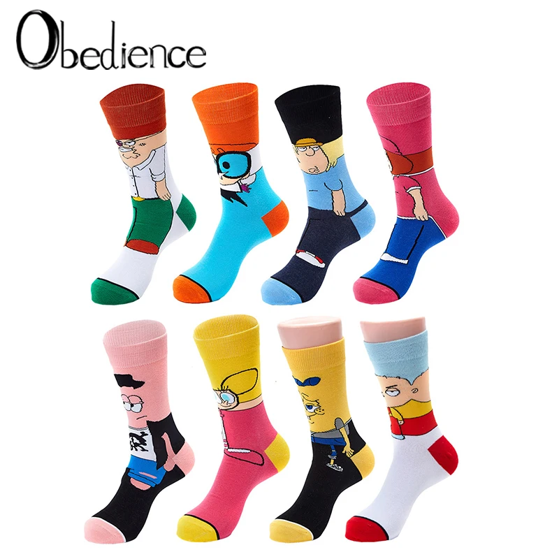 hot sell Personality cute Anime socks Fashion Cartoon happy Men women Sock novelty Stitching pattern cotton crew skarpety sox