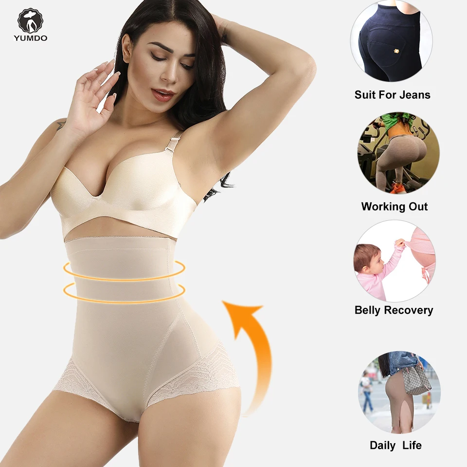 YUMDO женские трусы с эластичным поясом живот для похудения нижнее белье сексуальное белье для подъема ягодиц контроль Трусики Восстановление живота послеродовой
