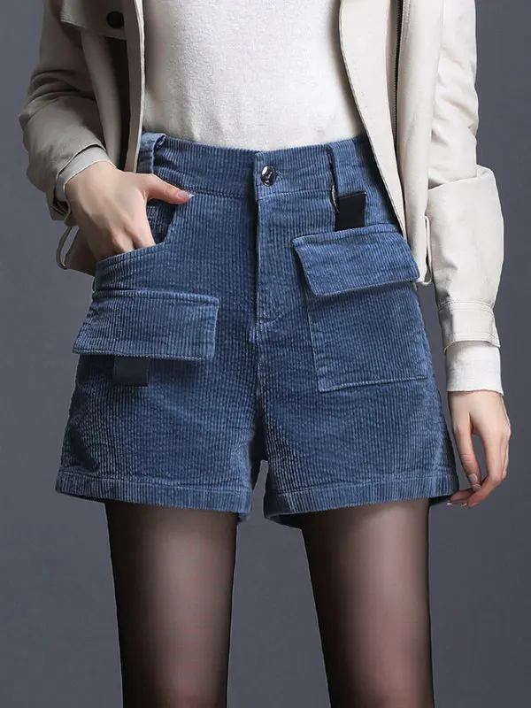 MUMUZI женские зимние шорты Cordurory модные повседневные уличные шорты Карго Feminino BF стиль хаки короткие Femme