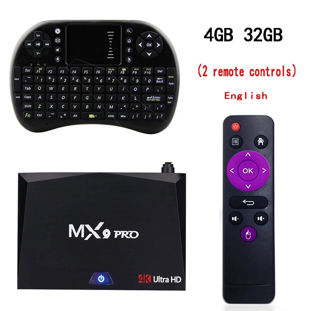 MX9 Pro 4 ГБ 32 ГБ Android 7,1 ТВ приставка RK3328 Четырехъядерный 4K VP9 3D 2,4G 5G WiFi BT4.1 смарт-приставка PK X96 X96 MINI