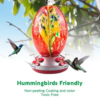 

Bird Feeder Hummingbird Feeder Stained Glass Flower Pattern Bird Feeding Station Food Container For Garden Outdoors Patio