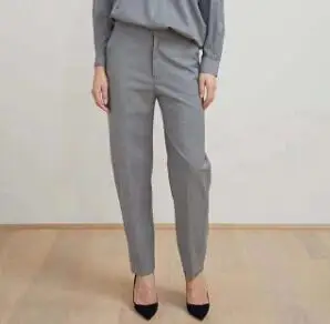 grey pants WISHBOP Серый Нома шерстяной костюм брюки для женщин - Цвет: grey pants