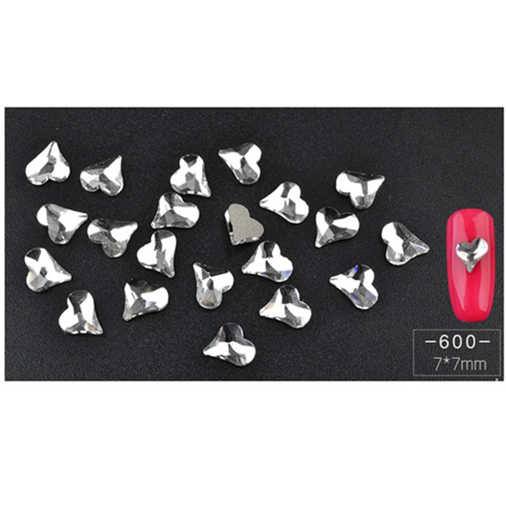 Ювелирные изделия для ногтей 7*7 мм Стразы с плоским дном в форме сердца камни для ногтей для рукоделия украшения для ногтей ручной работы 10 шт - Цвет: ALR10032-001