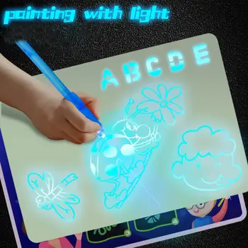 

Kuulee Drawing Board Graffiti Doodle Drawing Tablet Magic Draw 3D Fluorescent Pen Educational Toy