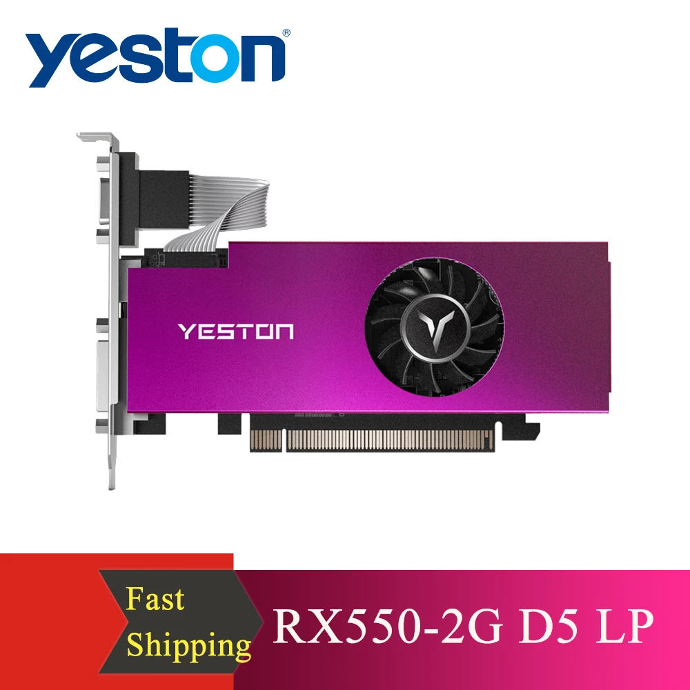 Видеокарта Yeston RX550 2G D5 LP игровая графическая карта 1183/6000 МГц 2 ГБ/64 бит/GDDR5
