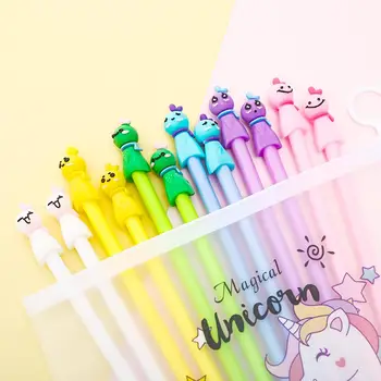 

12Pcs/pack Korean Cute Kawaii Gel Pens Sunny Doll Novelty Stationery Women Teen Girls School Gift Pencil Case Bag Wedding Thing