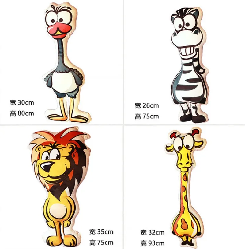 Forest Animal Plush Lion Giraffe Ostrich Kiang Plush Stuffed Doll Long Strip Pillow Cushion Toy Funny Family Member21
