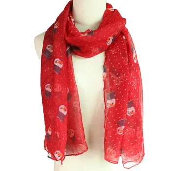 

2019 New Christmas Snow Print Scarves Shawls Women Long Snowmen Pattern Gift Scarf Hijab Wholesale 10pcs/lot Free Shipping