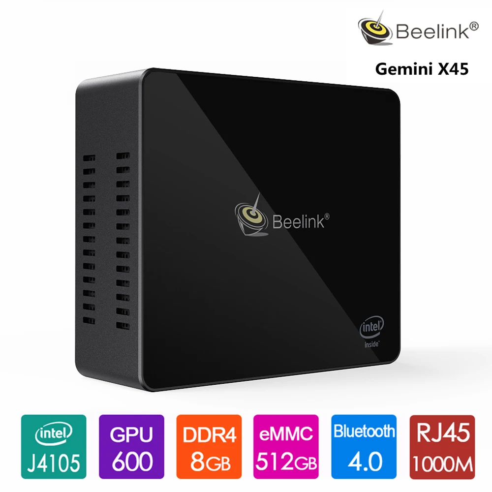 Beelink Мини ПК Gemini X45 Intel J4105 Win10 8 ГБ ОЗУ 256/512 ГБ mSATA SSD USB 3,0 1000 Мбит/с wifi BT4.0 Карманный пк Windows и Linux