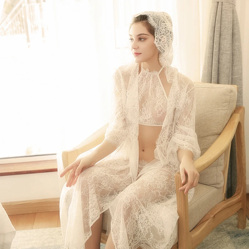 Летняя женская пижама, Ropa Transparente Para Mujer, белая сексуальная пижама с круглым вырезом, Ropa De Dormir De Encaje Para Mujer Pijama Feminino