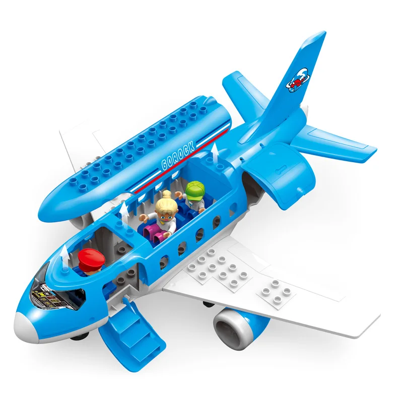 

Large Airport Airbus Plane Figures Building Blocks City Set Compatible With duploe Enlighten DIY Bricks Toys For Kids GIRLS BOYS