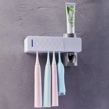 

2 In 1 UV Light Toothbrush Sterilizer With Automatic Toothpaste Dispenser Ultraviolet Antibacteria Toothbrush Toothpaste Holder