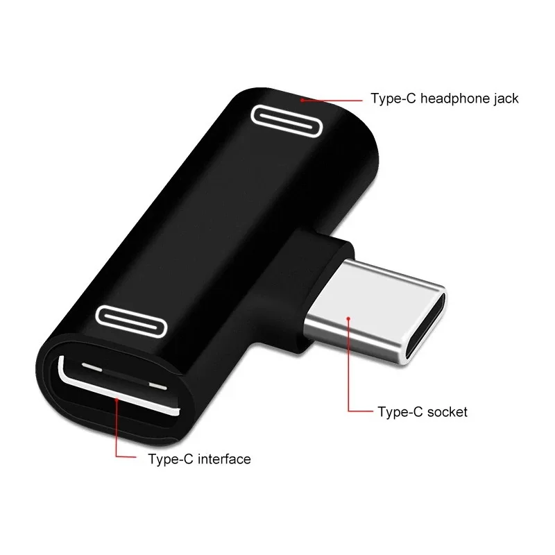 2 in 1 USB C Splitter Type C Male to Dual Type Female Headphone Splitter Adapter Charger Converter For Xiaomi Huawei Samsung