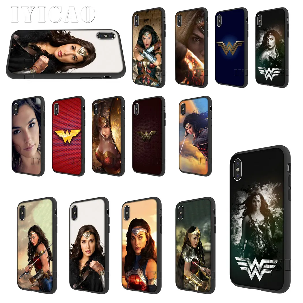 

IYICAO Wonder Woman Superhero Logo Soft Silicon for iPhone 5 5s SE 10 X XS XR XS Max 6 6s 7 8 Plus 11 pro max Phone Cover