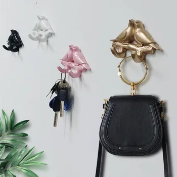

Little bird resin wall hook Non-marking Self AdhesiveCoat Cap Display Racks door back key hanger Creative home wall decoration