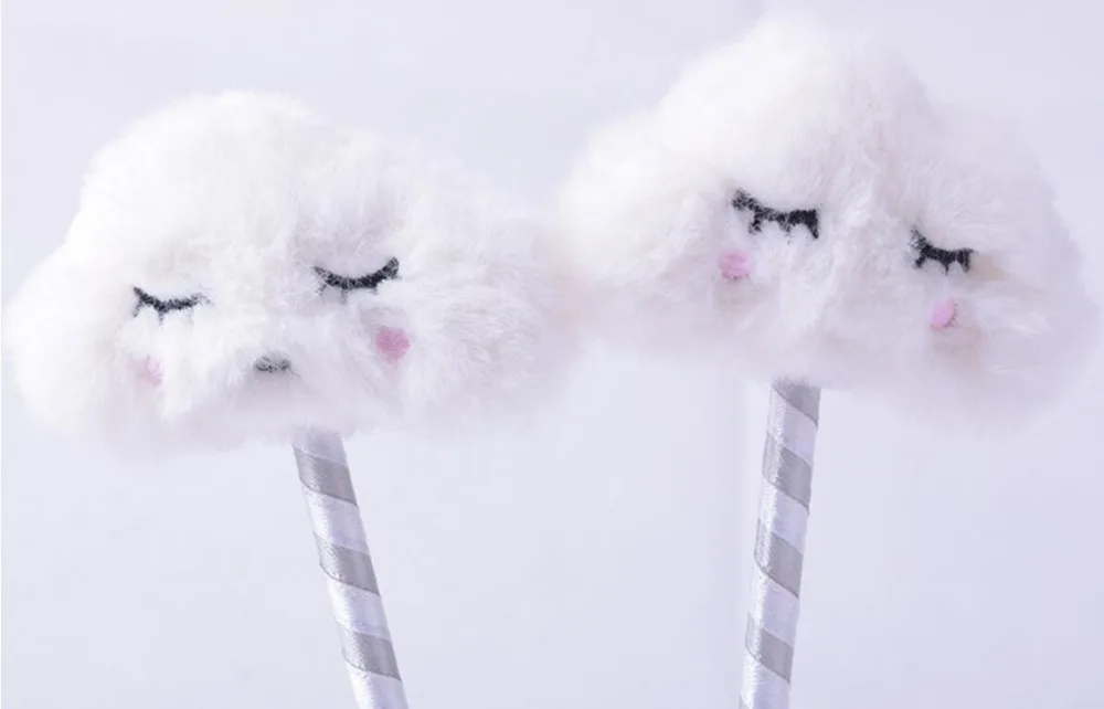 new korea white cloud ear ballpoint pen cartoon school prize kawaii black roller pen office write pen promotion pen 24pc/lot