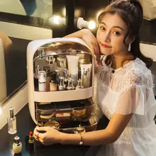 Портативный органайзер для макияжа, коробка для хранения косметики, чехол для ящика, держатель для кистей, помады, красивый гладкий дизайн, отлично смотрится на любом столе