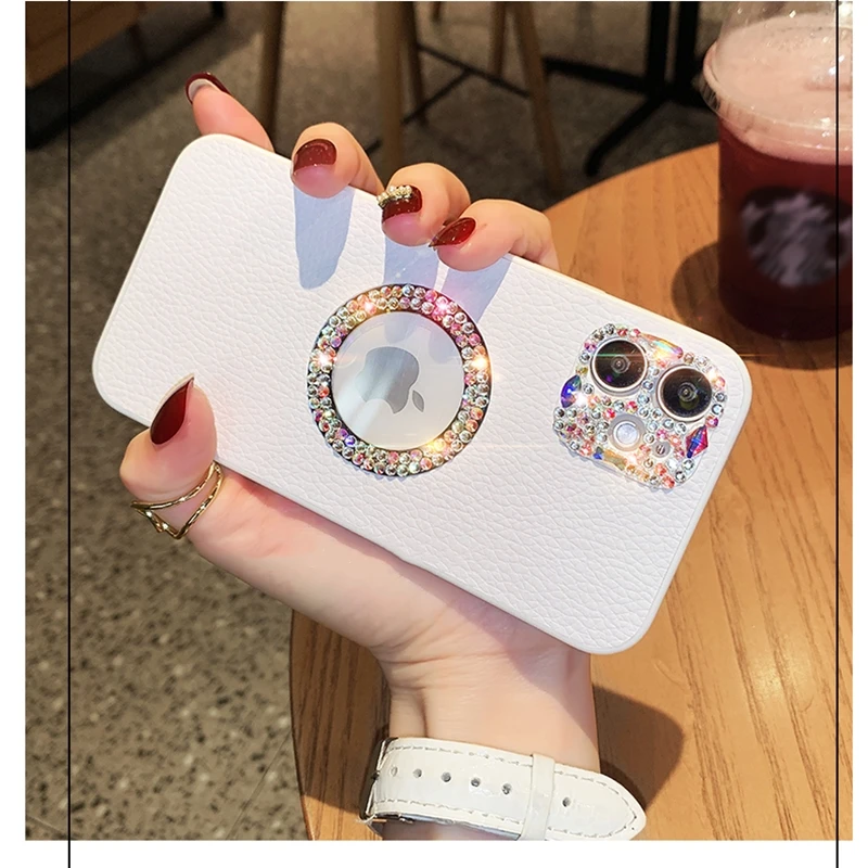 Luxury Diamond Bling Square Trunk Phone Case for iPhone 13 Pro 12 11 7 8  Plus XR Xs Max PU Leather Lattice Soft Back Cover - AliExpress