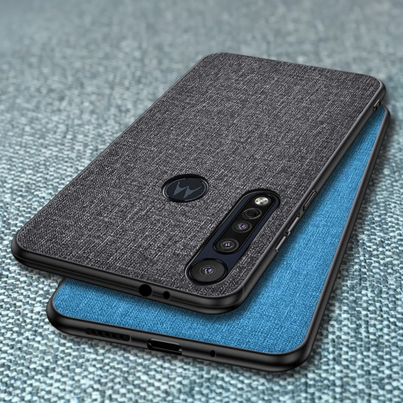 

Ikrsses Case For Motorola Moto G8 Play Plus Luxury PU hard shell back Soft Simple Cloth Case For ONE-Macro Cloth Texture Cover
