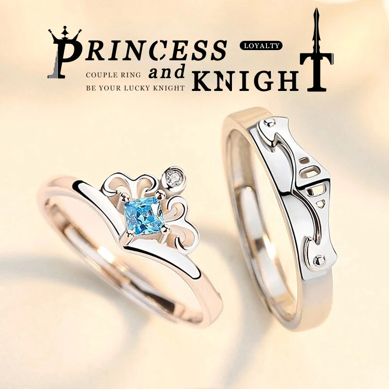 Женское и мужское кольцо Стразы романтические парные кольца the Love Of Princess and Knight |