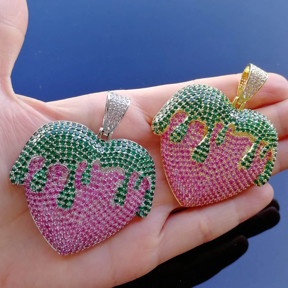 Bling Большие Подвески клубника Для мужчин и Для женщин Цепочки и ожерелья блестящие украшения подарок CN504