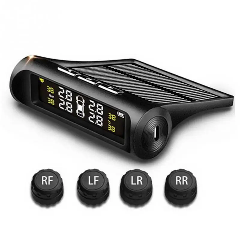 

Smart Solar TPMS Car Tire Pressure Monitoring System Wireless LCD Auto Security Alarm System Tyre Pressure Temperature Warning