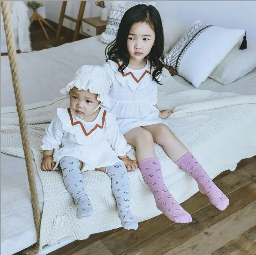 Винтажные длинные носки в горошек для школьниц Хлопковые гольфы маленьких