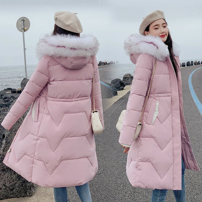 pink Neploe Свободный Плюс Размер 3xl тонкий средней длины зимнее пальто для женщин патч толстый с капюшоном Abrigos Mujer Invierno Элегантная куртка 46347 - Цвет: pink