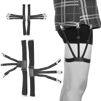

SANWOOD 2Pcs/Set Men Shirt Stays Elastic Garters Adjustable Suspenders Leg Belt Shirt Anti-Wrinkle Braces Leg Garter Belt