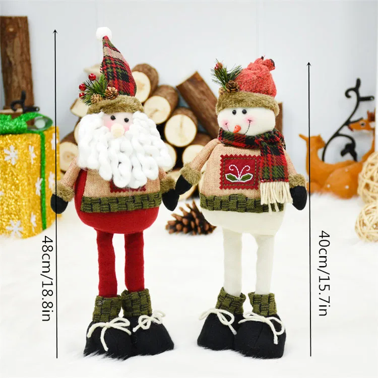 2 шт./лот Санта Клаус+ снеговик рождественские куклы рождественские товары Выдвижная стоящая Игрушка аксессуары для украшения дома и офиса